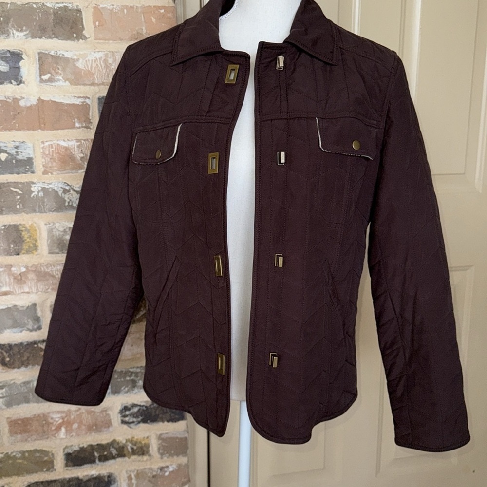 Chadwick’s Brown Barn Jacket Brown Quilted Soft Velour Fleece Lined Toggles Sz M - Picture 2 of 12